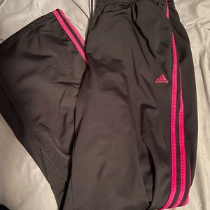 Black and pink Adidas sweat pants